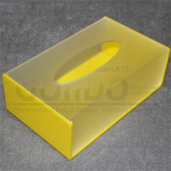 Manufacturer Customized Small Modern Yellow Frosted Bathroom Facial Tissue Dispenser Paper Acrylic Tray 