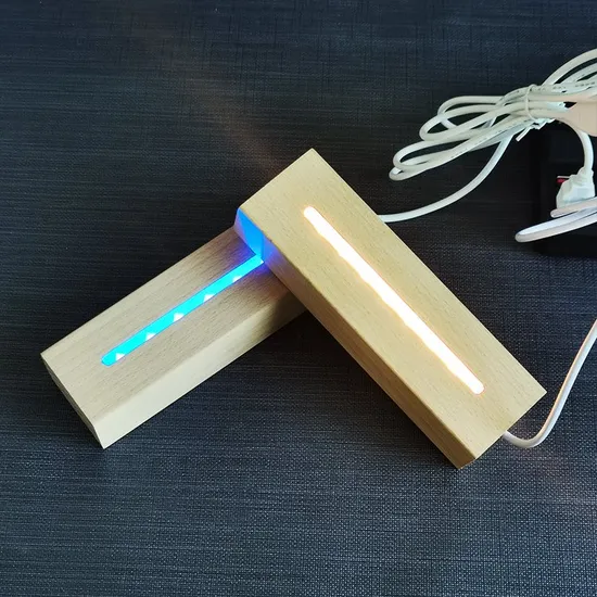 Blinking Light up LED Acrylic Display Stand Base Wooden Display Base Stand 