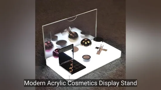 Modern Acrylic Cosmetic Display Stand with Bright LED Lighting 