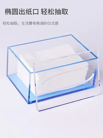 Factory Custom Rectangle Clear Acrylic Paper Towel Facial Tissue Tray with Lid 