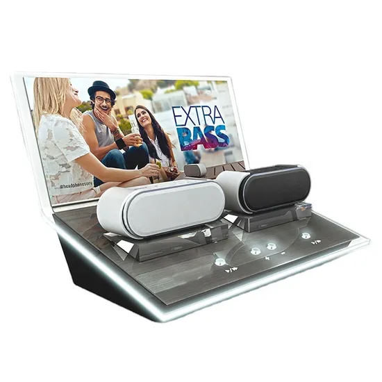 Customized Table Top Black Acrylic LED WiFi Dock Speaker Display Stand 